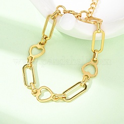 Armbänder aus Edelstahl 304 mit Herz- und Büroklammergliedern für Damen&nbsp;BJEW-F536-21G