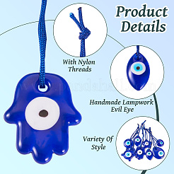 16 pendentif décoratif en verre fait main en forme de mauvais œil&nbsp;HJEW-TA0001-17