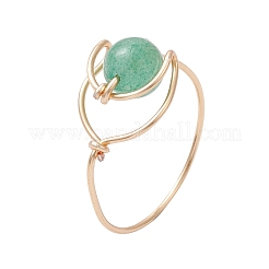4 stücke 4 arten mond natürliche grüne aventurine & rose quarz & amethyst & lapis lazuli finger ringe&nbsp;RJEW-JR00799-02