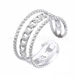Bague ouverte en acier inoxydable 304 anti-ternissement avec chaîne gourmette&nbsp;RJEW-T023-58P