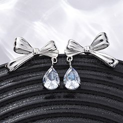 Pendientes de acero inoxidable 304 con rhinestone&nbsp;EJEW-Z098-09P