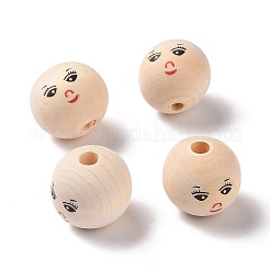 Cuentas europeas de madera impresas&nbsp;WOOD-C001-03A-03