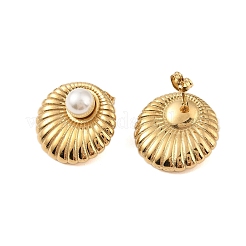 Placcatura ionica (ip) 304 acciaio inossidabile con orecchini a bottone in perle finte ABS per donna&nbsp;EJEW-N055-09G