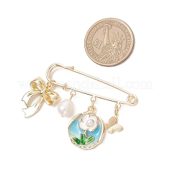 Spille con ciondolo in ferro e lega smaltata a forma di fiore e ape&nbsp;JEWB-BR00187-01