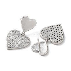 Orecchini a bottone da donna con pavé di zirconi cubici trasparenti in ottone&nbsp;EJEW-M258-13P