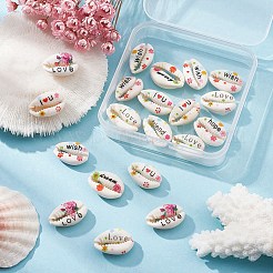 20 Stück bedruckte natürliche Kaurimuschelperlen&nbsp;SHEL-YW0001-03A