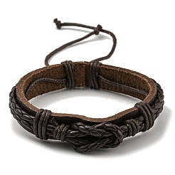 Verstellbare Armbänder aus PU-Leder und gewachster geflochtener Kordel&nbsp;BJEW-F468-18