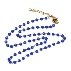 Colliers pour femmes en acier inoxydable 304 avec perles rondelles en verre facettées&nbsp;NJEW-G195-01G-11
