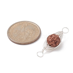 Natürliche Rudraksha-Kupferdraht umwickelte Verbindungsanhänger&nbsp;PALLOY-JF02067-02