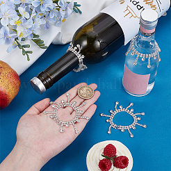 4 Stück Messing-Glas-Strass-Weinflaschen-Anhänger-Dekoration&nbsp;HJEW-OC00171