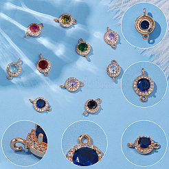 10 pz. 10 colori ottone micro pavé zirconia cubica connettore charms&nbsp;KK-WR0001-67