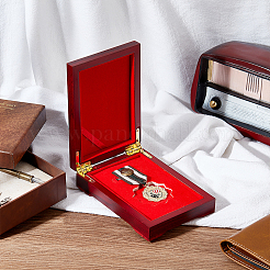 Boîte de rangement commémorative en bois pour pièces de monnaie avec couvercle à charnière et loquet en métal&nbsp;CON-WH0088-41A