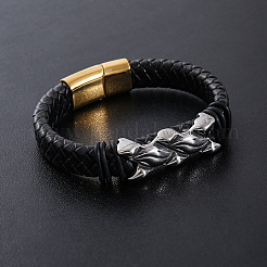Braccialetti in cordino di pelle PU intrecciata punk&nbsp;FU5369-2