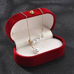 Ionenplattierung (IP) 304 Edelstahl & weiße Kunststoffperle runder Lariat-Anhänger Halsketten für Frauen&nbsp;NJEW-P320-18G
