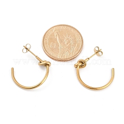 PVD-Vakuumbeschichtung 304 Edelstahl Knoten Ohrstecker für Frauen&nbsp;EJEW-R002-02G