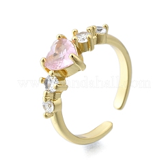 Offene Manschettenringe aus Messing mit Mikropavé-Kubikzirkonia für Damen&nbsp;RJEW-F179-03G