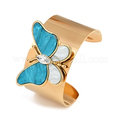 Braccialetti a polsino in acciaio inossidabile 304 e acrilico per donna&nbsp;BJEW-A049-05G-02