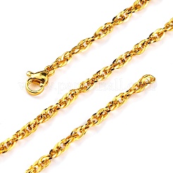 Collares de cadena de cuerda de latón con revestimiento de rejilla de 3 mm para mujeres y hombres&nbsp;MAK-L044-29G
