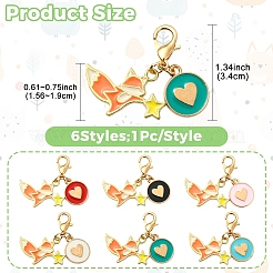 Decorazioni pendenti in lega smaltata 6 pz&nbsp;HJEW-YW00419