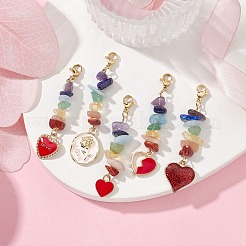 Décoration pendentif en forme de puce de pierre précieuse chakra&nbsp;HJEW-JM01158