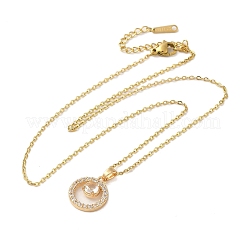 Collane con pendente da donna in ottone con micro pavé di zirconi cubici&nbsp;NJEW-E106-15KCG