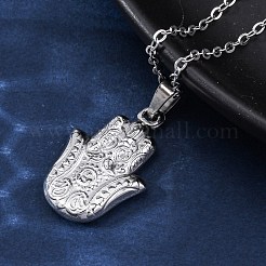 Colliers avec pendentif main de Fatima en acier inoxydable 304&nbsp;NJEW-H059-01P