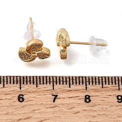 Ohrstecker aus Messing mit klarem Zirkonia und spiralförmigem Wirbelmuster&nbsp;EJEW-A154-02G