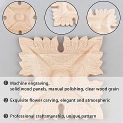 Artisanat d'applique onlay sculpté en bois massif naturel&nbsp;WOOD-WH0101-55