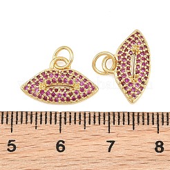 Colgantes de circonita cúbica rojo violeta medio micro pavé de latón&nbsp;CU-CBAB719-03G