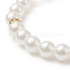 Bracelet extensible perlé rond en perles acryliques avec breloques coeur en alliage strass pour femme&nbsp;BJEW-JB09232