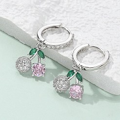 Créoles en laiton avec zircone cubique de micro pave&nbsp;EJEW-R016-15P
