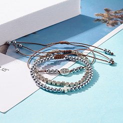 Set di bracciali con perline intrecciate in ematite sintetica&nbsp;BJEW-JB07488