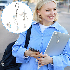 4 sangle mobile en verre et laiton et kit de décoration de prise et de pendentif anti-poussière pour téléphone portable&nbsp;HJEW-OC00029