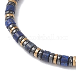 Braccialetti di perline intrecciate con perline a disco in lapislazzuli naturale ed ematite sintetica per donne e uomini&nbsp;BJEW-JB13330