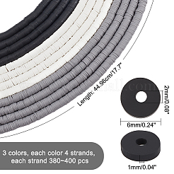 12 Strang 3-farbige flache runde handgemachte Polymer Clay Perlen&nbsp;CLAY-PH0001-70