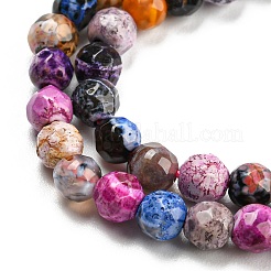 Brins de perles d'agate craquelée de feu naturel teint&nbsp;G-G007-01C