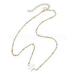 2 pz 2 stili ciondolo a forma di stella luna conchiglia d'acqua dolce naturale collane a catena satellitare in acciaio inossidabile 304&nbsp;NJEW-JN05984