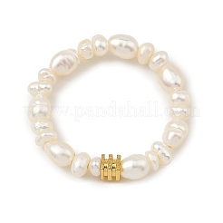 Bagues extensibles en perles de culture d'eau douce naturelles pour femmes&nbsp;RJEW-JR01094