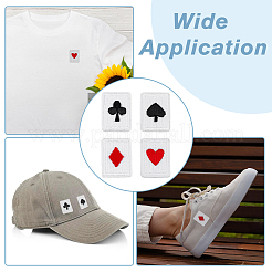 48 Stück Patches zum Aufbügeln/Aufnähen mit Spielkartenmotiven in 4 Stilen aus Polyester-Stickereistoff&nbsp;PATC-FH0001-04