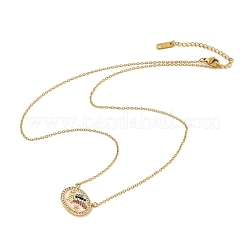 Messing Micro Pave Zirkonia Stern Oval Anhänger Halsketten&nbsp;LS-NJEW-R018-04G-02