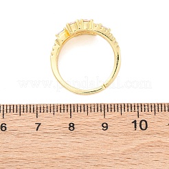 Bagues en laiton micro pavées en oxyde de zirconium transparent pour femmes&nbsp;RJEW-U047-03G