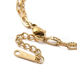 Ionenplattierung (IP) 304 Edelstahl Büroklammer & geriffelte Ketten Doppelschicht mehrsträngiges Armband für Frauen&nbsp;BJEW-G667-12G