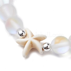 Pulseras de cuentas de turquesa sintética teñidas con estrellas de mar de playa&nbsp;BJEW-JB10251-02