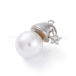Crémaillère en laiton plaqué avec pendentifs en zircone cubique et pendentifs en perles d'imitation ABS&nbsp;KK-Q010-09P