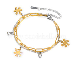 Bracelets de Noël à double couche en acier inoxydable 304 avec câble et chaîne trombone&nbsp;FS-WG06190-02