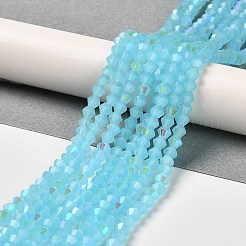 Perle imitazione giada vetro placca fili&nbsp;GLAA-F029-J4mm-D03