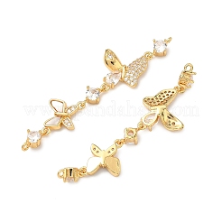 Verbindungsanhänger mit durchsichtigem Zirkonia-Pavé aus Messing&nbsp;KK-Z139-12G-02