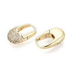 Pendientes de aro ovalados con micropavé de latón y circonitas cúbicas transparentes&nbsp;EJEW-K267-17G