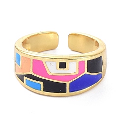 Emaille geometrisches Muster breiter Bandring für Teenager-Mädchenfrauen&nbsp;KK-C224-06G