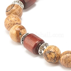 Bracelet extensible en perles de jaspe naturel pour femme ou homme&nbsp;BJEW-JB07732-02